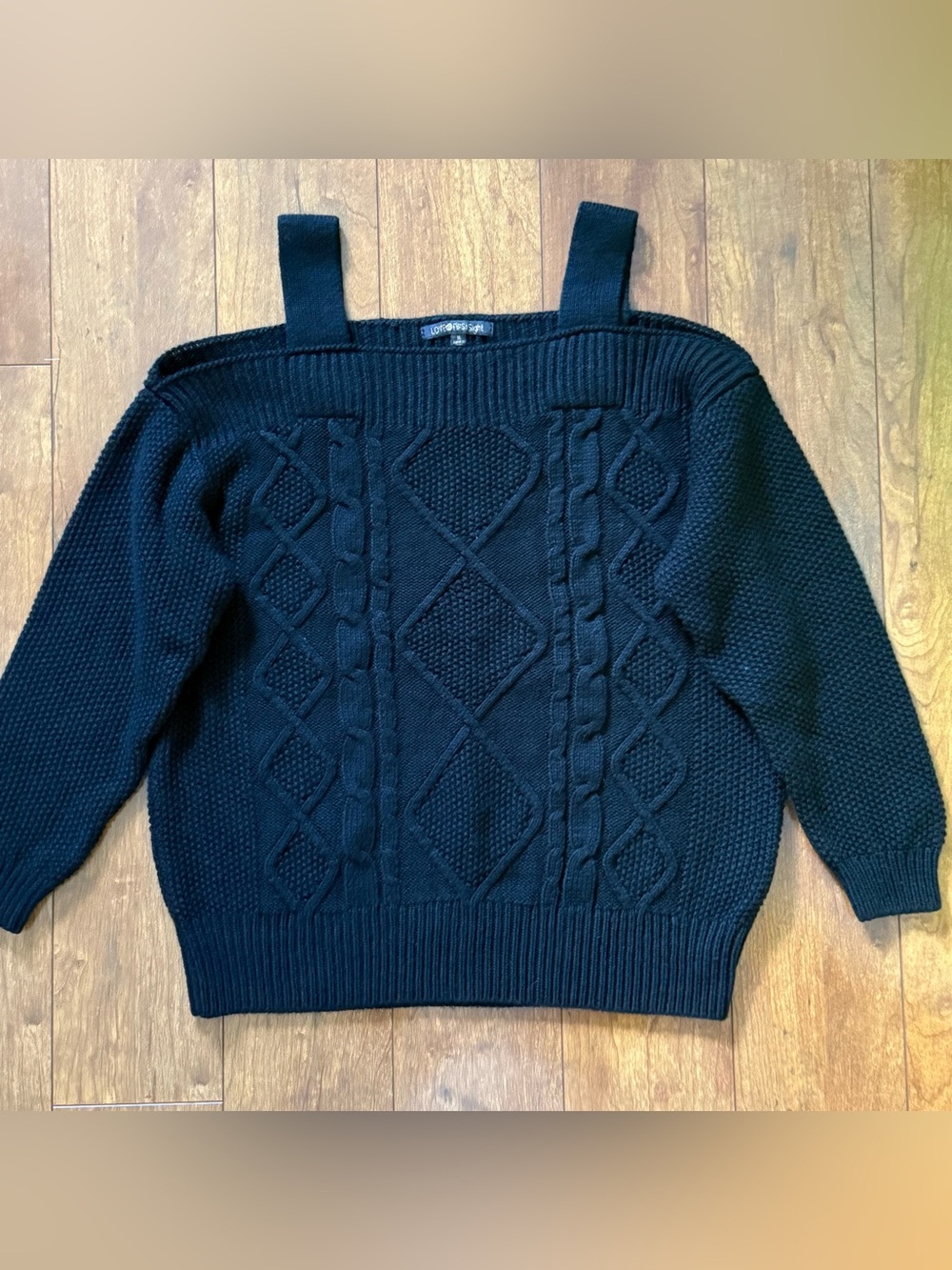 Love At First Sight Off-The-Shoulder Cable Knit Sweater-Size M